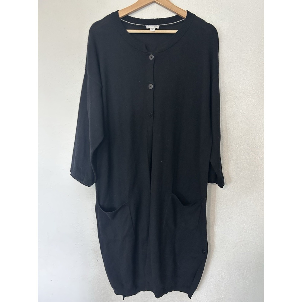 J. Jill Black Longline Cardigan Sweater XL Tall Duster Layer Minimalist Knit